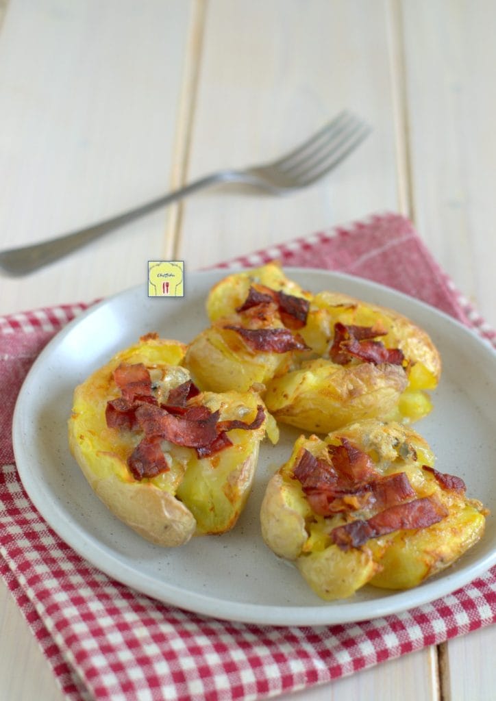 patatas aplastadas con gorgonzola y speck gp