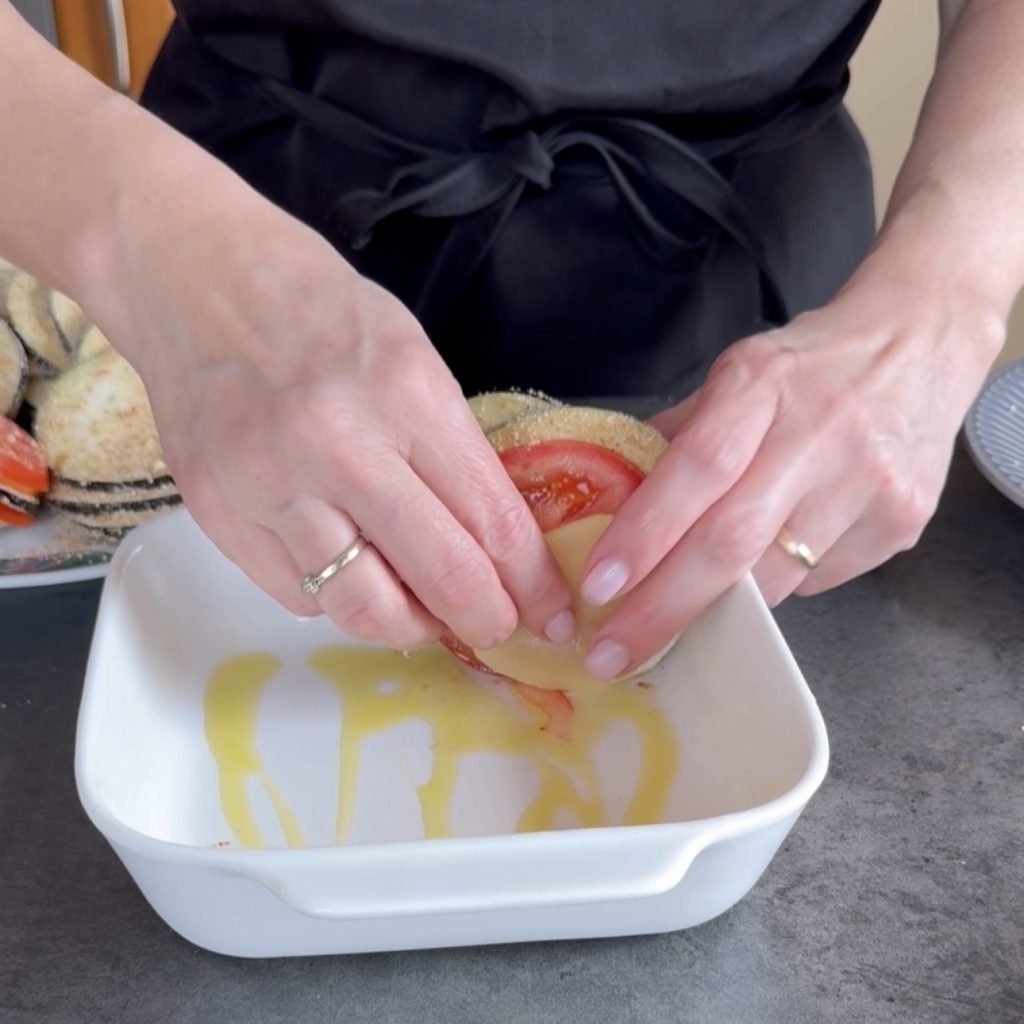 patatas y berenjenas gratinadas al horno