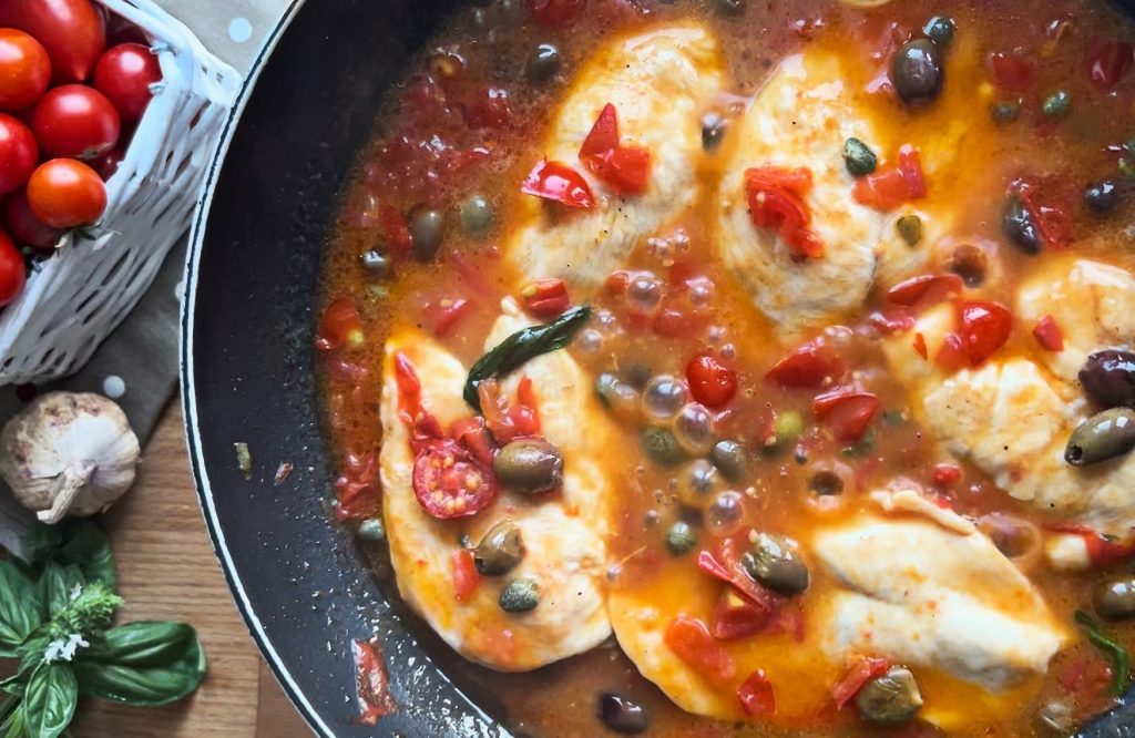 pechuga de pollo a la siciliana en sartén