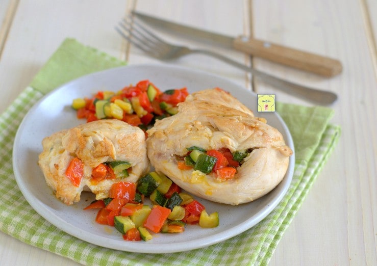 Pechuga de pollo rellena con verduras