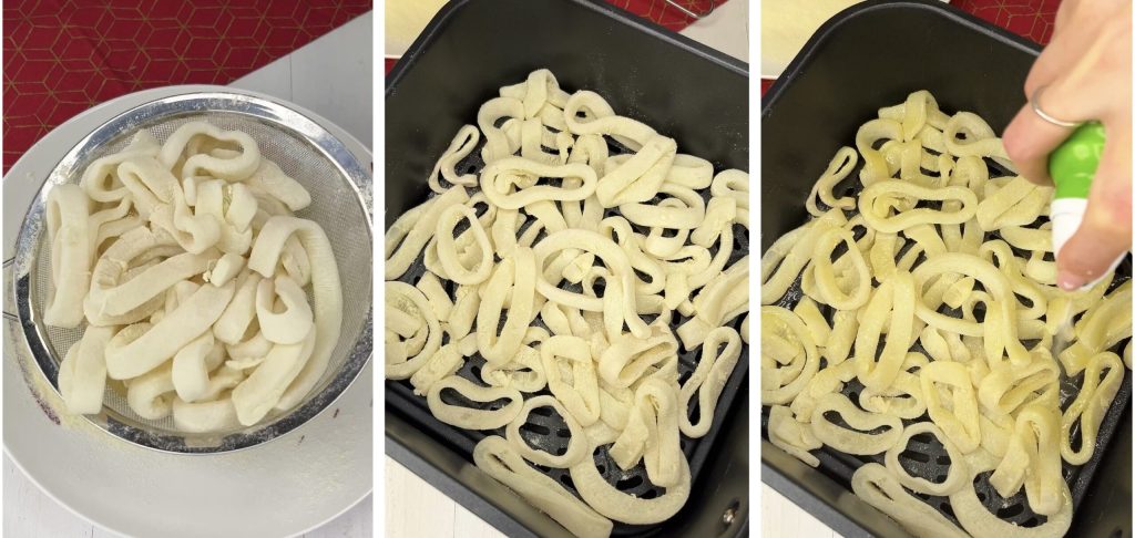 Calamares fritos en freidora de aire