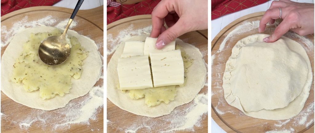 Focaccias rellenas con patatas y queso