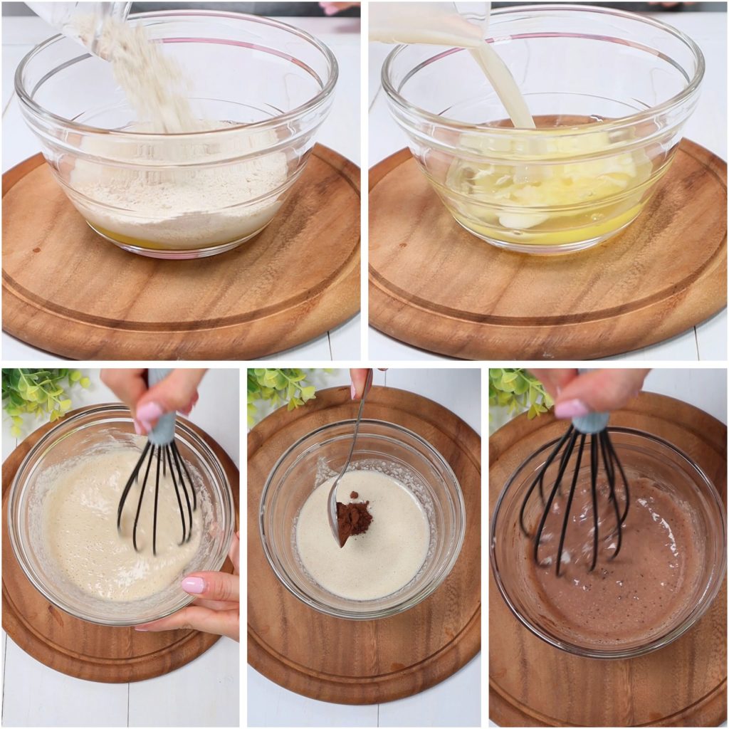 Crepes de claras con crema de yogur y cacao