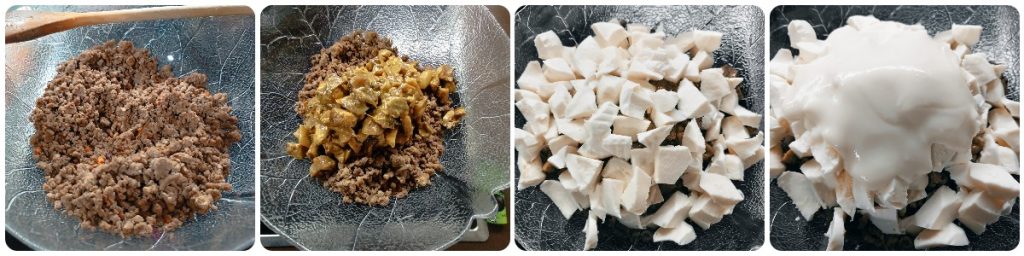 Preparación relleno pasta al horno