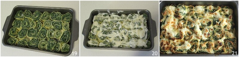 rollitos de crepes de ricotta y espinacas receta fácil primer plato vegetariano escenográfico el chicco di mais 7 cocer en el horno