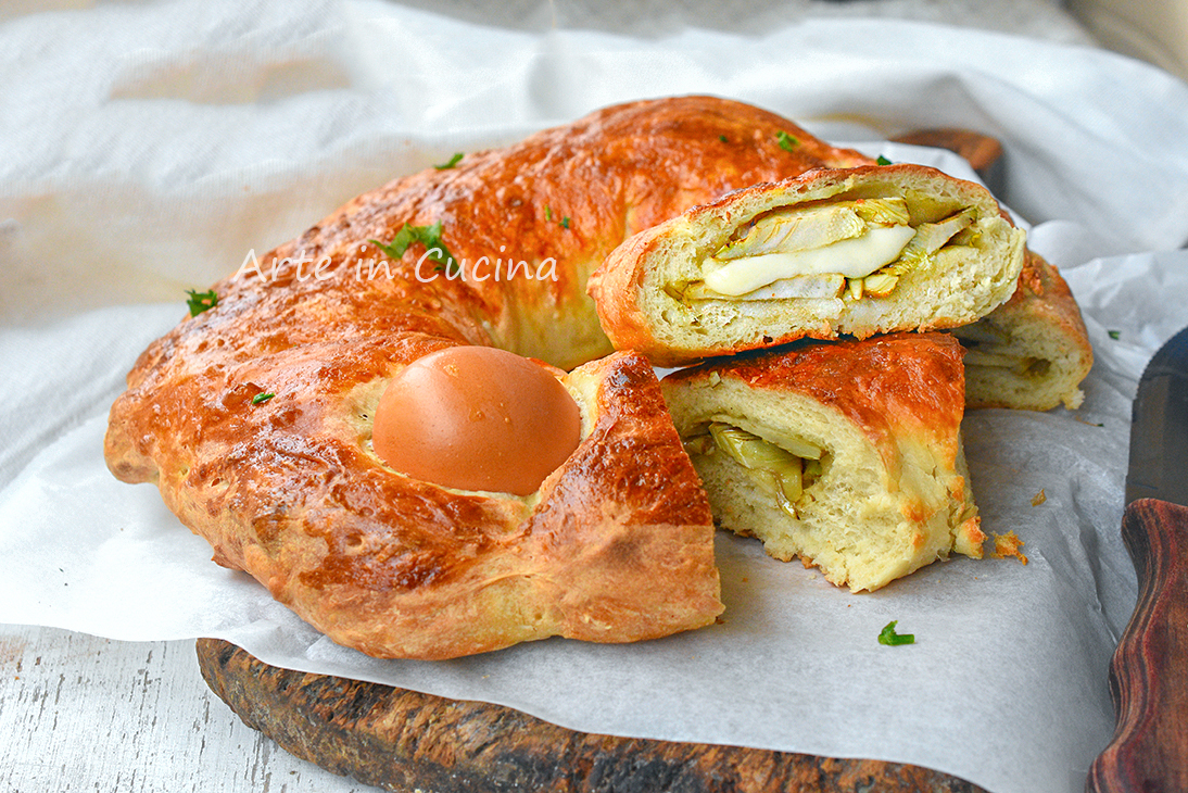 Rosca de alcachofas y provola rápida