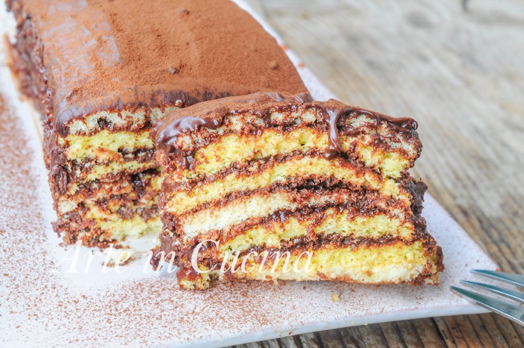 TARTA de BIZCOCHO con nutella y chocolate