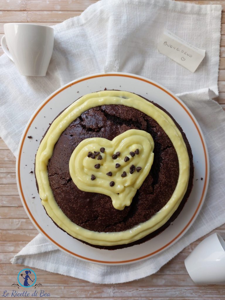 tarta de cacao y crema pastelera