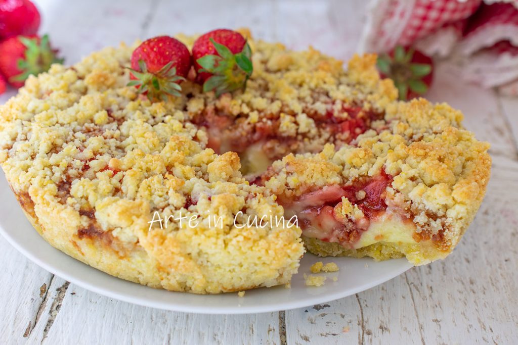 Tarta de Migas de Fresas y crema pastelera