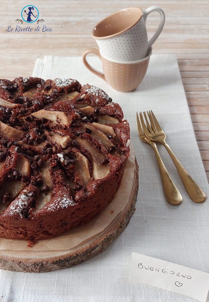 tarta de peras y chocolate