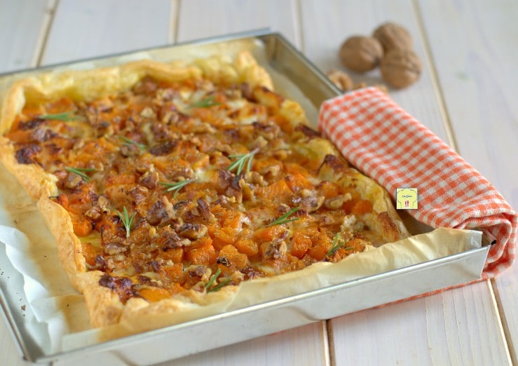 Tarta salada de calabaza, stracchino y nueces