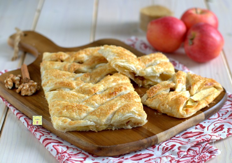 Trenza de hojaldre con manzanas