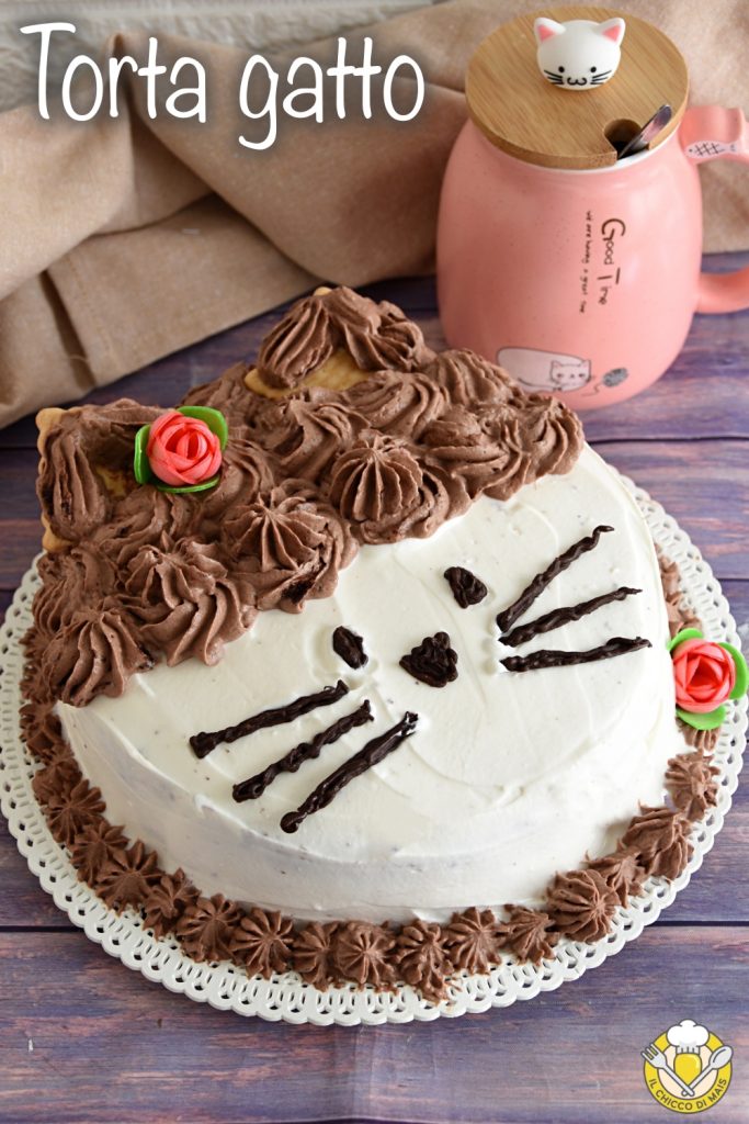 v_ tarta con forma de gato fácil sin molde tarta de cumpleaños tarta rellena y decorada con gato el chicco di mais