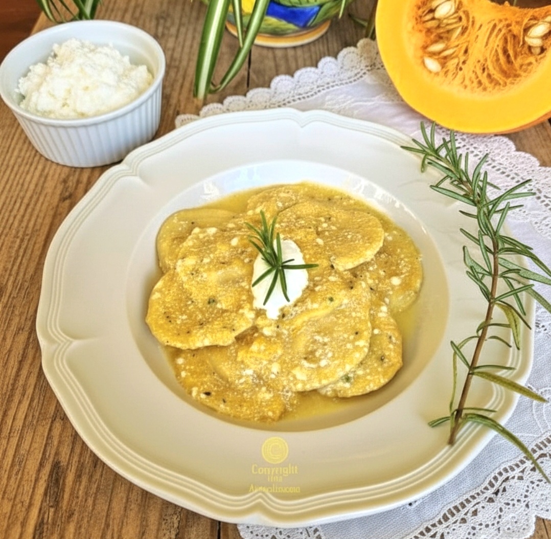 Ravioles de calabaza y ricotta al romero