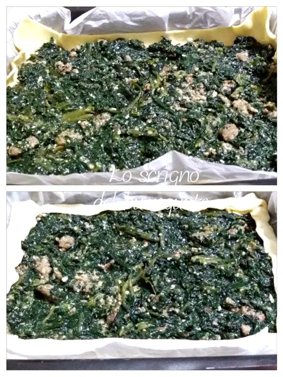 Tarta salada de achicoria y salchicha