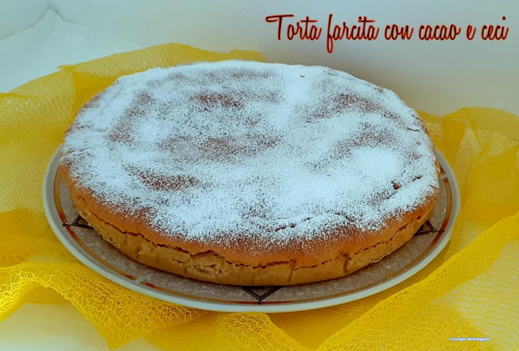 Tarta rellena con cacao y garbanzos