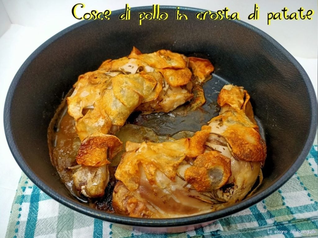 Muslos de pollo en costra de patatas