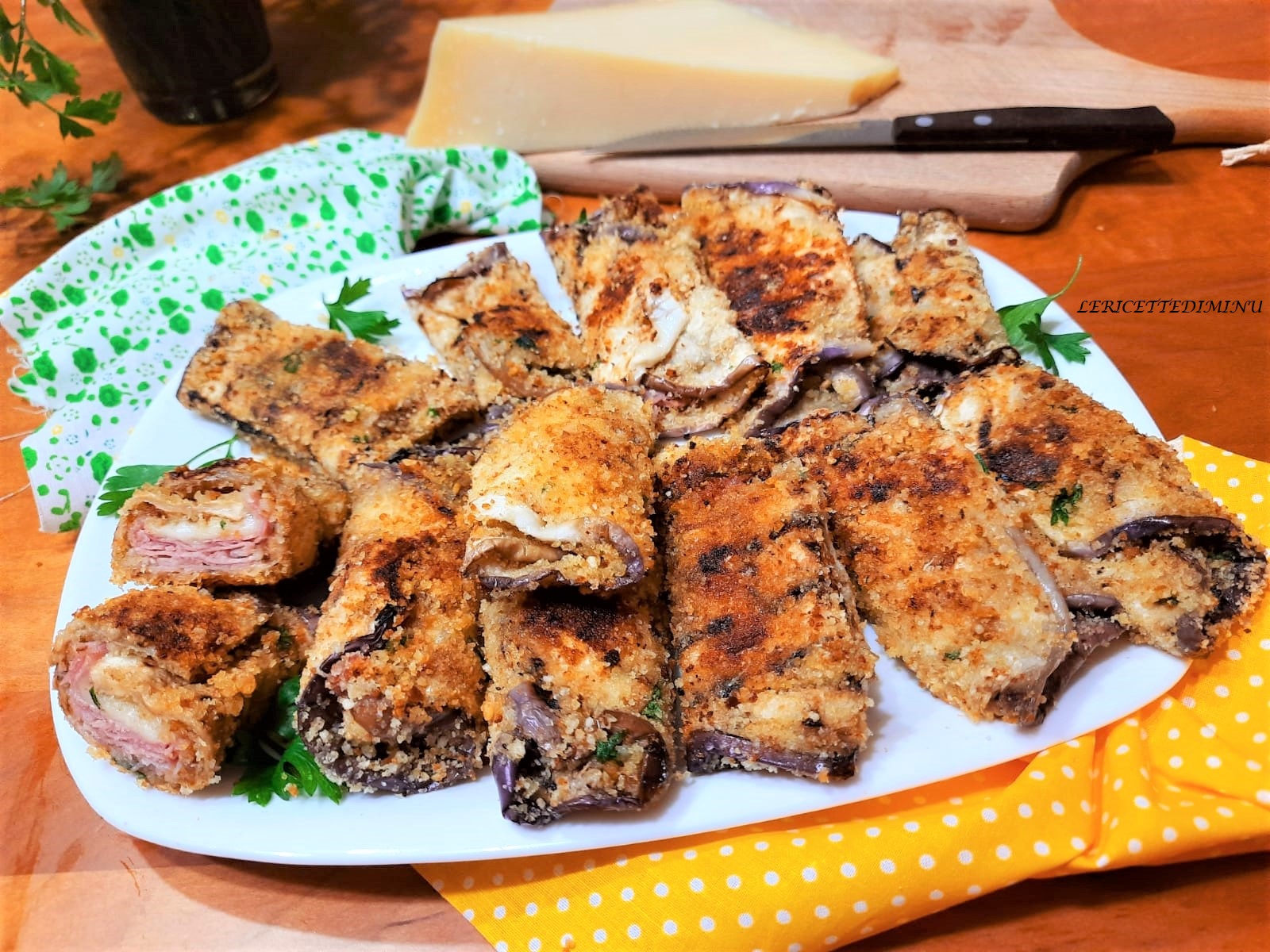 Rollitos de berenjena en sartén