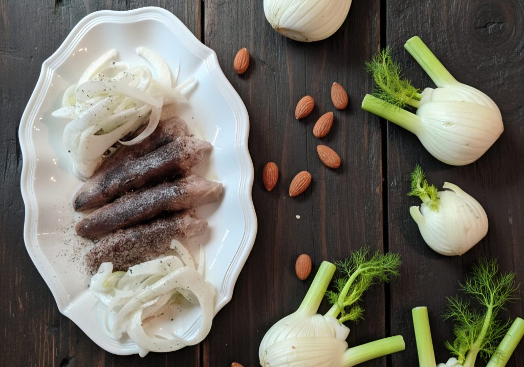 Pescado con mantequilla de almendras y cacao