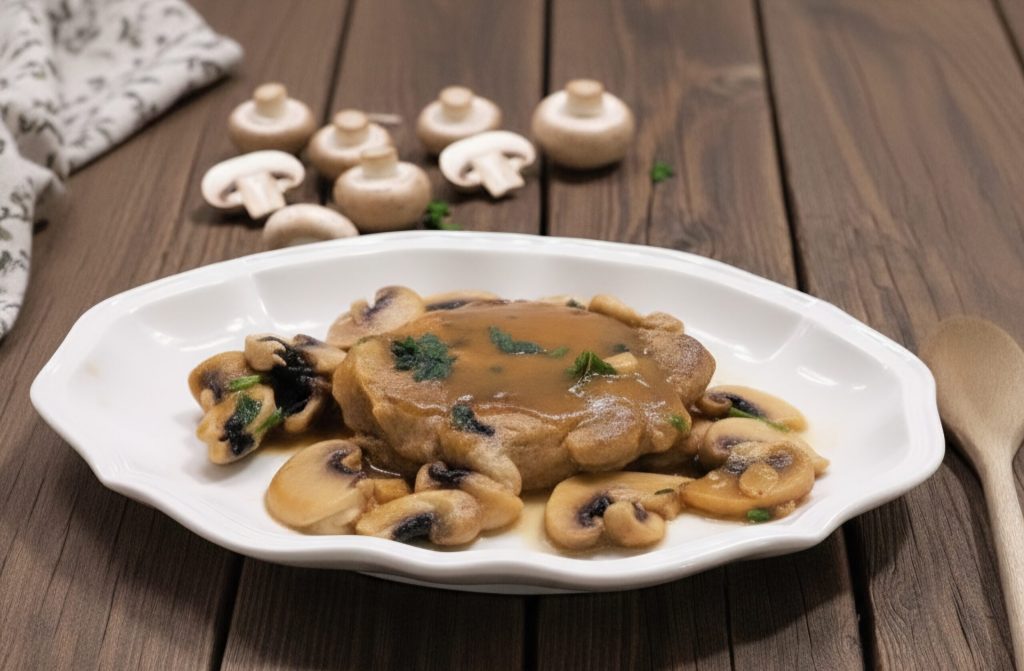 Filete de ternera con champiñones