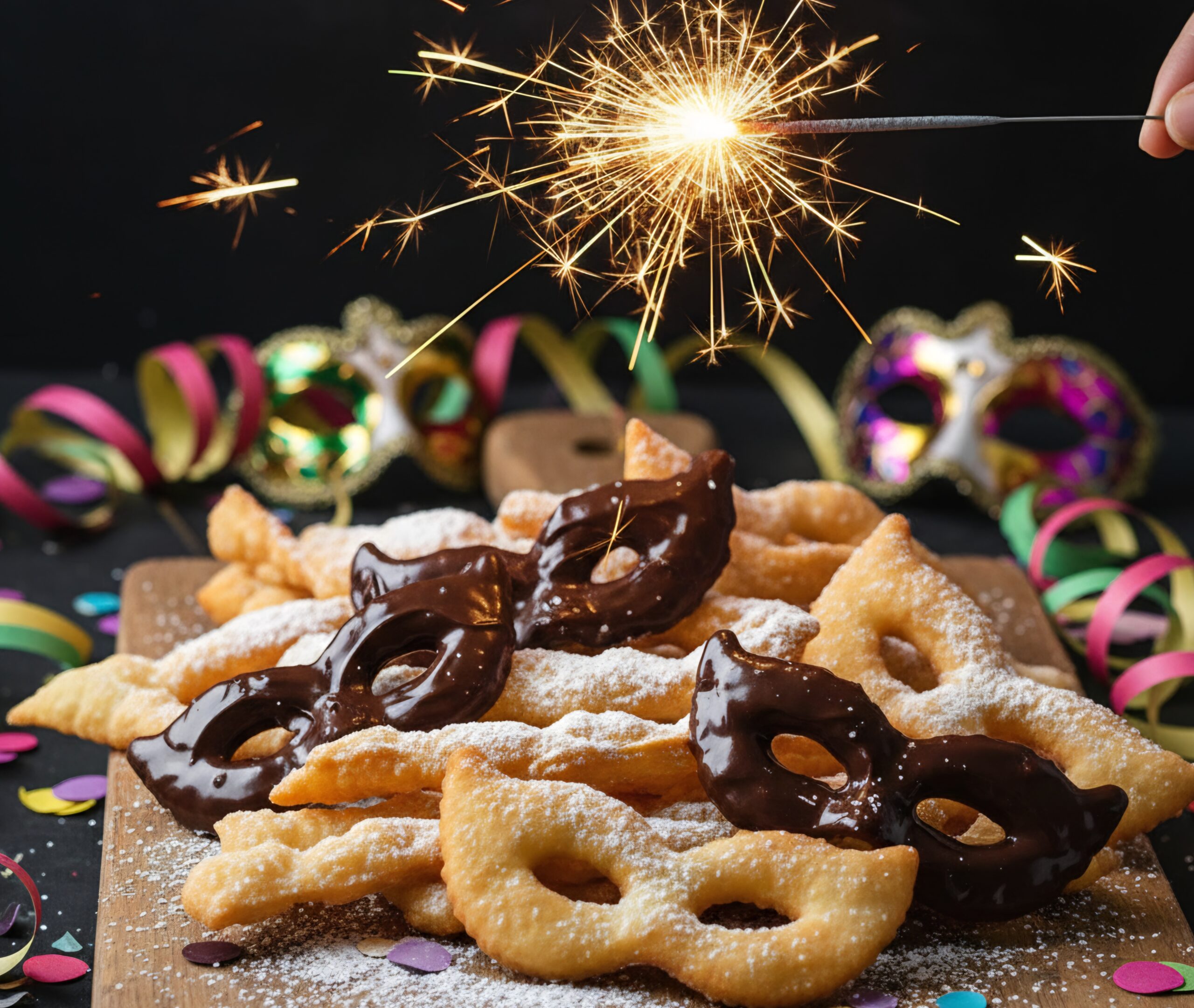 Las Chiacchiere glaseadas con chocolate