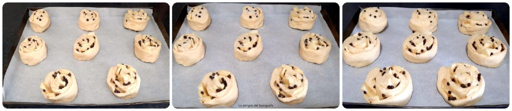 Brioches suaves con manzanas y chocolate