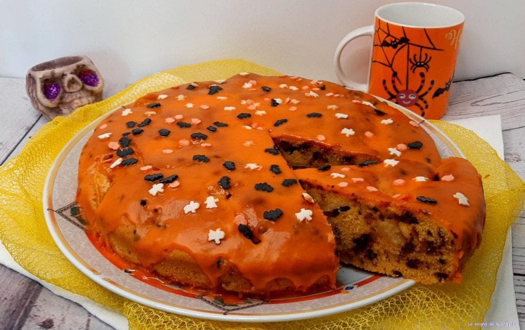 Tarta de claras con calabaza y manzanas