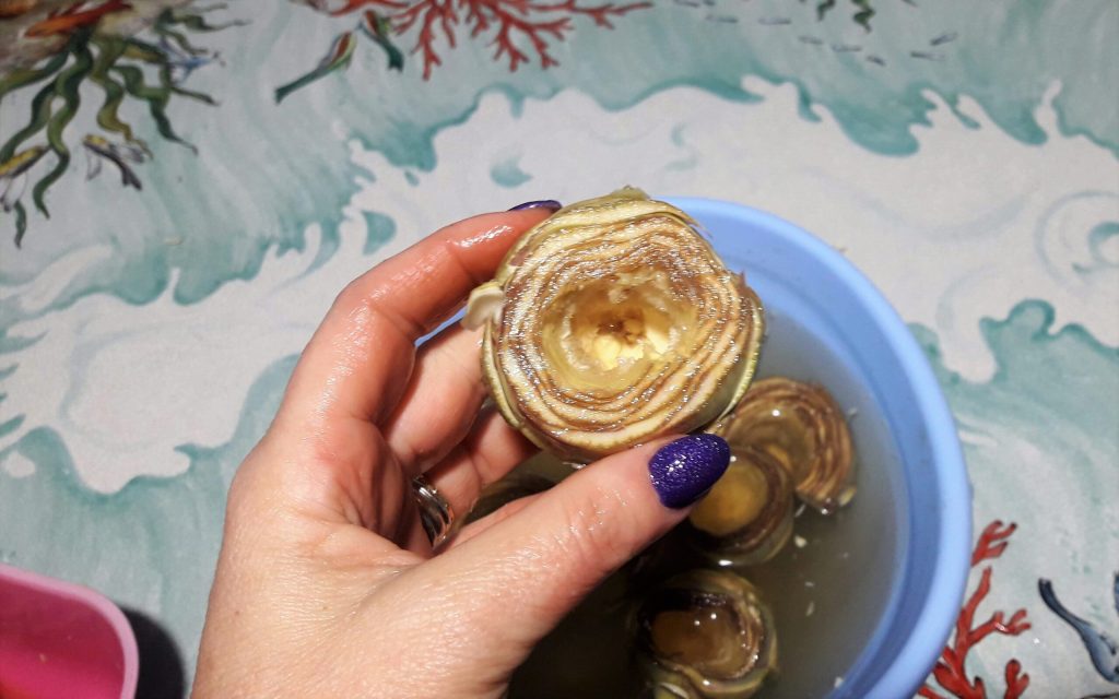 Corazones de alcachofa rellenos con salsa