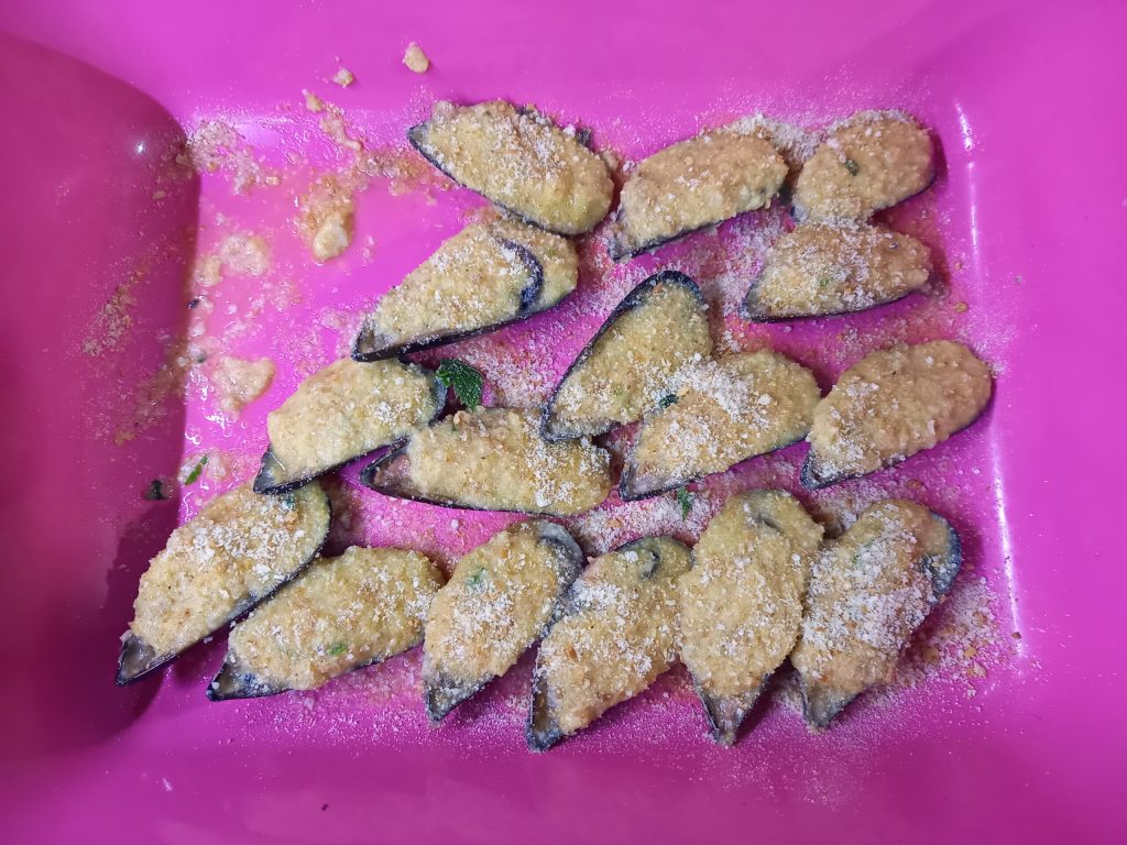 Mejillones rellenos en sartén o al vapor