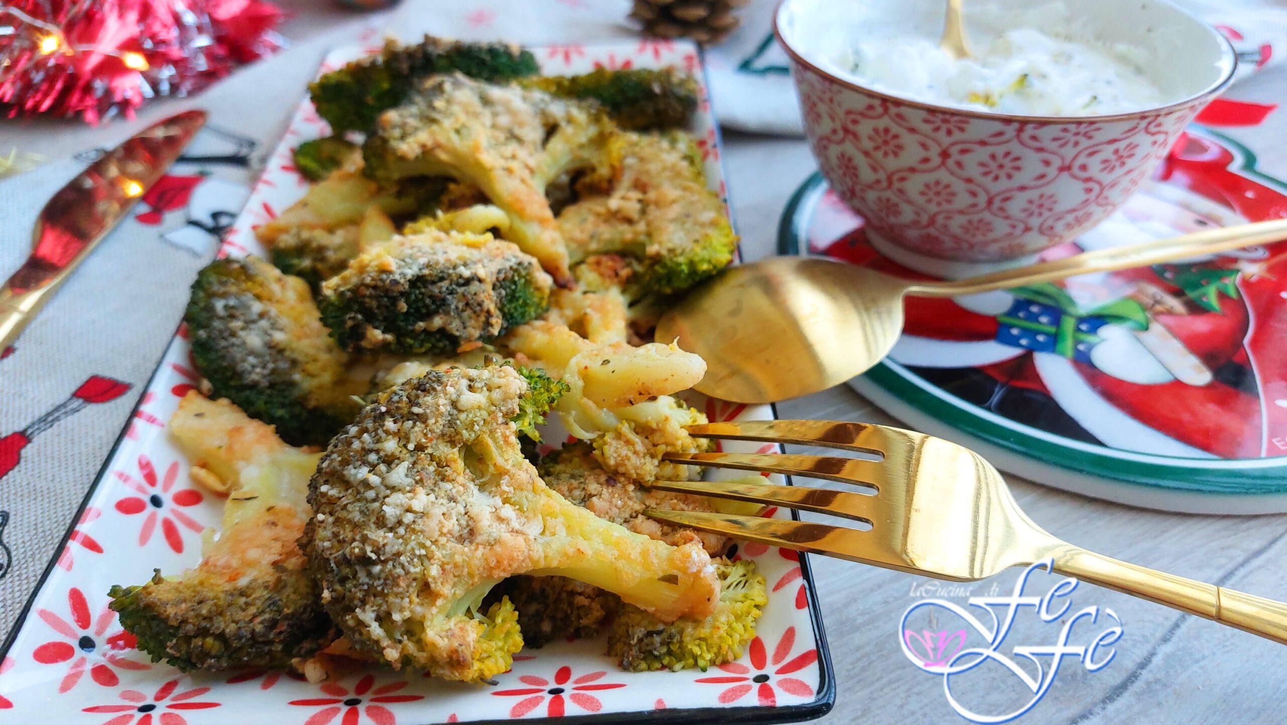 BRÓCOLIS APLASTADOS AL HORNO EN COSTRA DE PARMESANO
