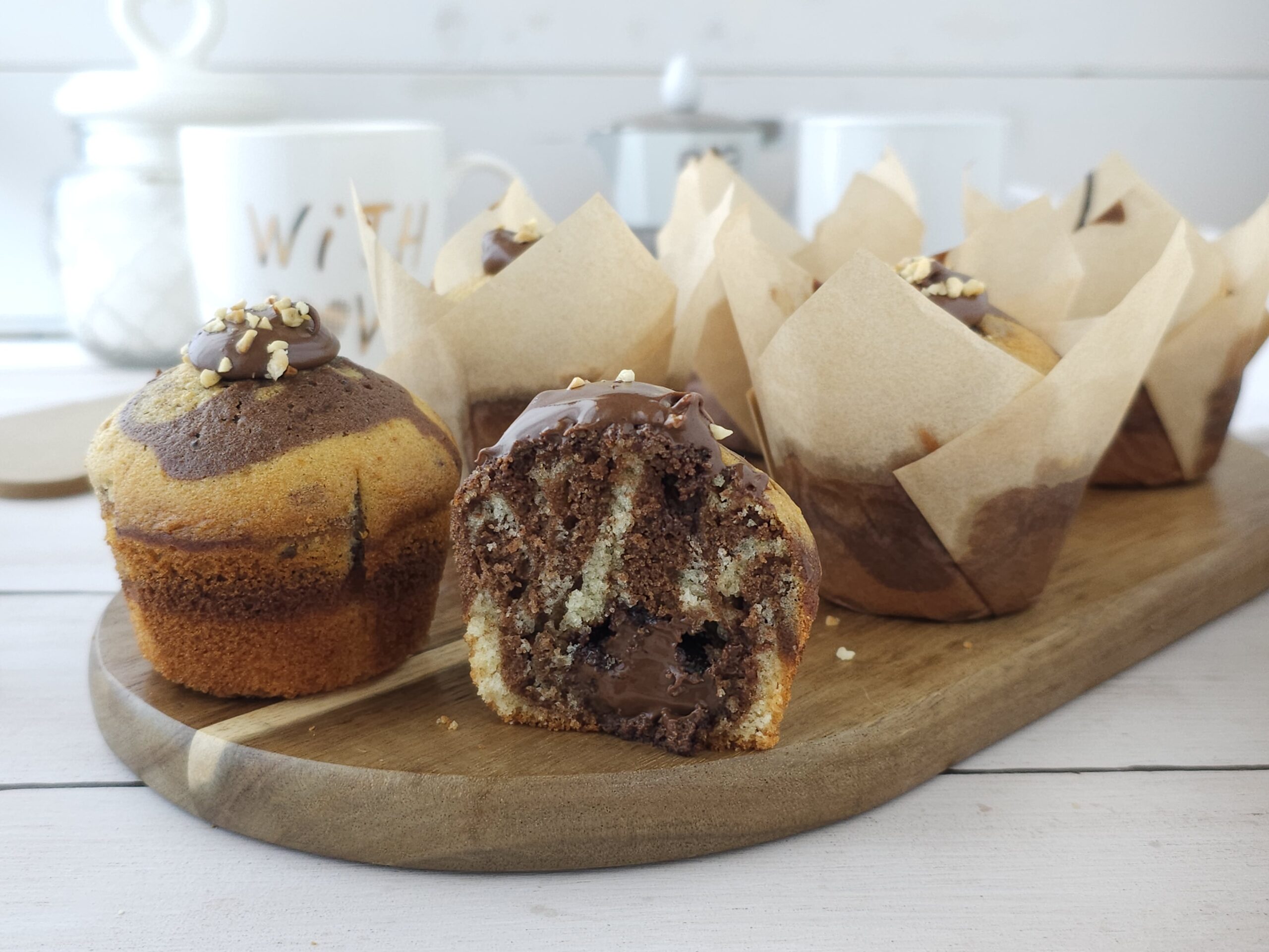 Muffin veteados con Nutella