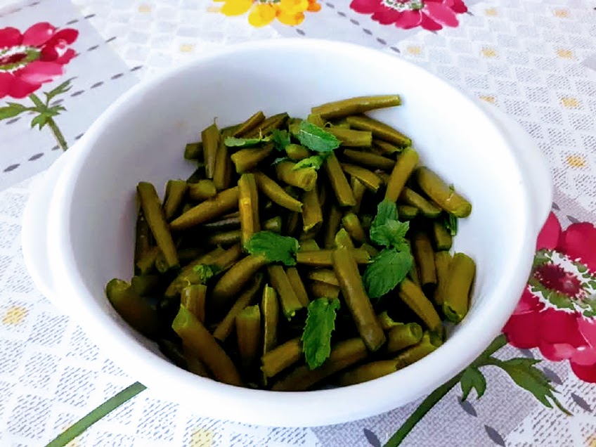 Judías verdes a la menta receta ligera