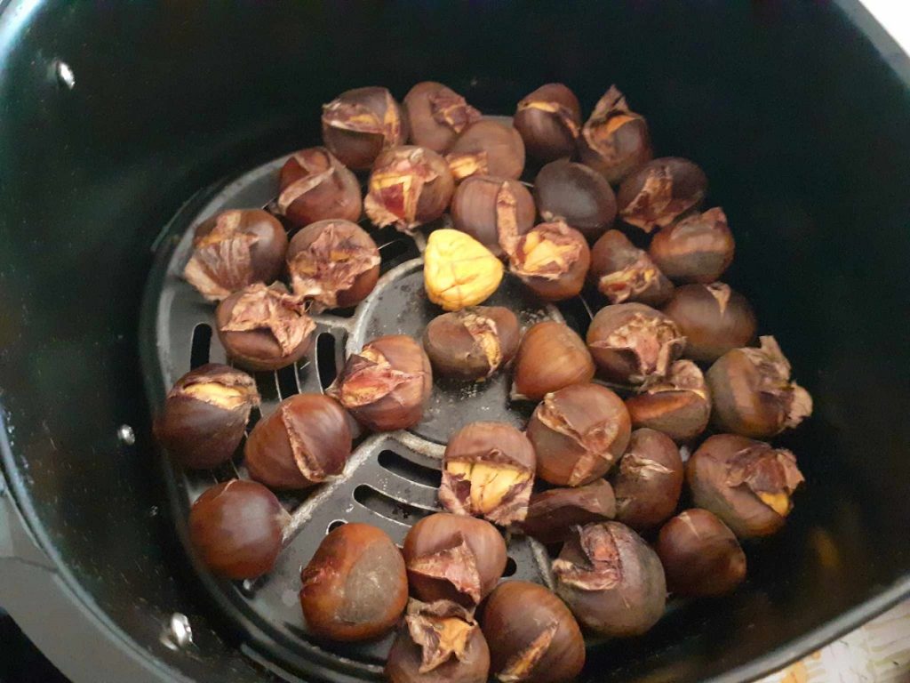Castañas asadas en freidora de aire