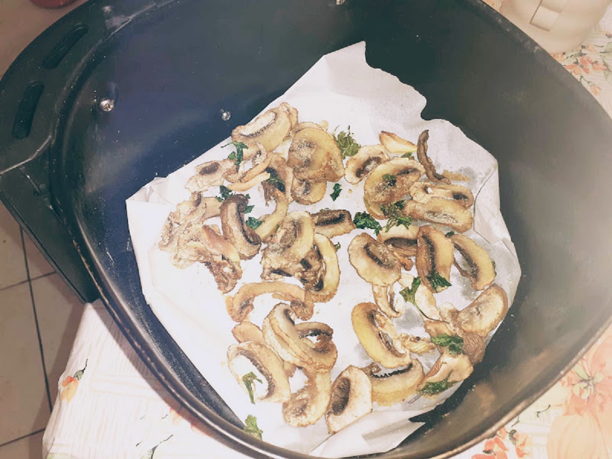 Champiñones gratinados en freidora de aire