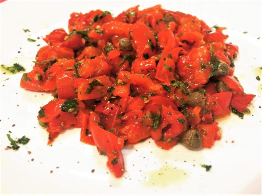 pimientos vapor aliñados bruschettas