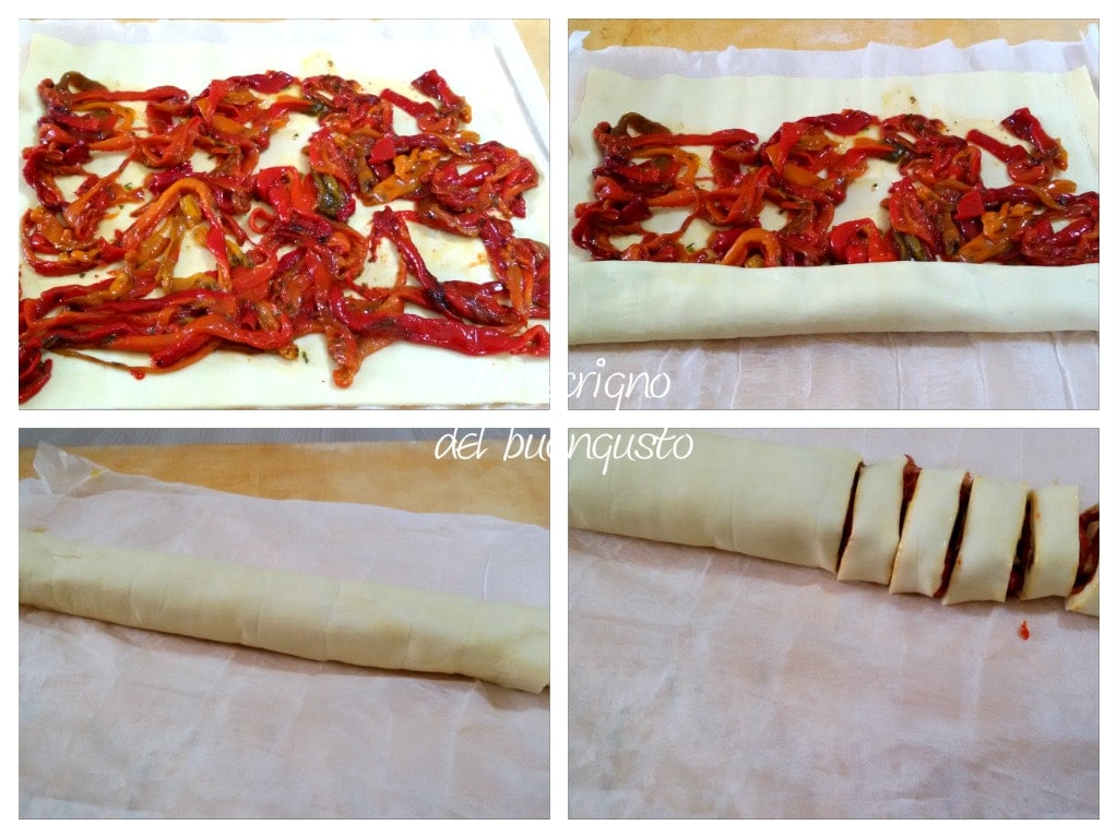 Rollitos sabrosos con pimientos asados