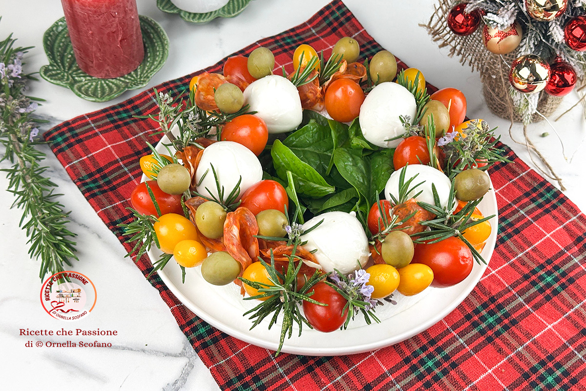 Aperitivo corona de Navidad sin cocción