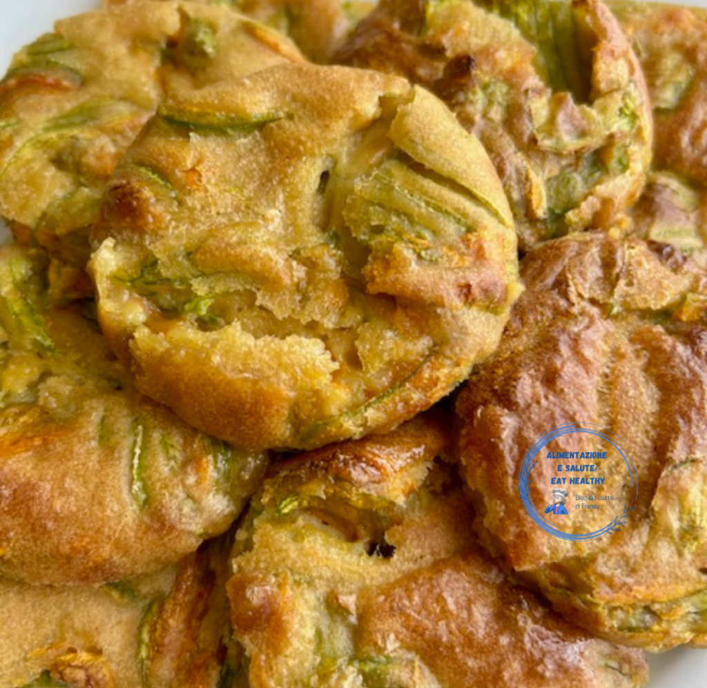 Buñuelos al horno con flores de calabacín