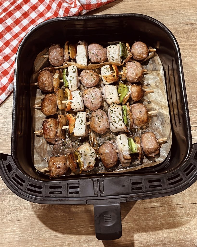 Brochetas en freidora de aire