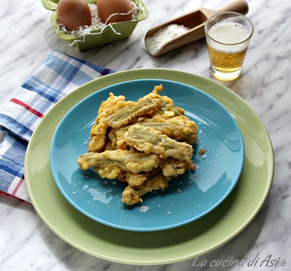 Cardos gobbi fritos en tempura