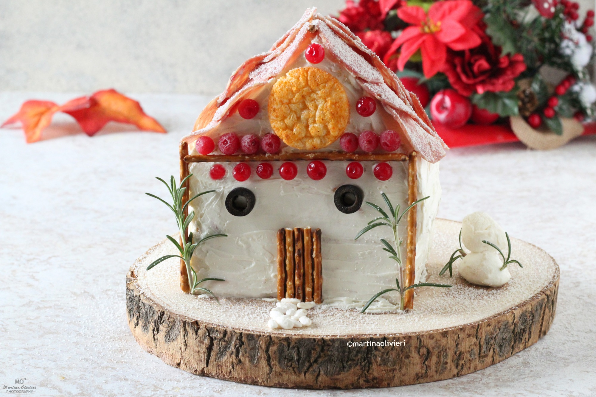 Casita de Navidad de sándwiches