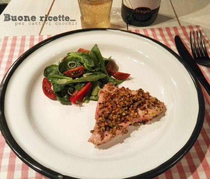 pez espada en costra de pistacho