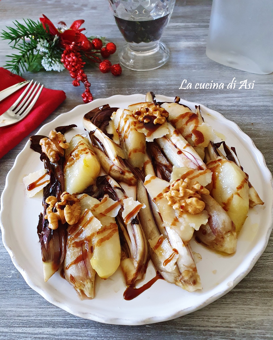 Ensalada templada de radicchio, peras y nueces