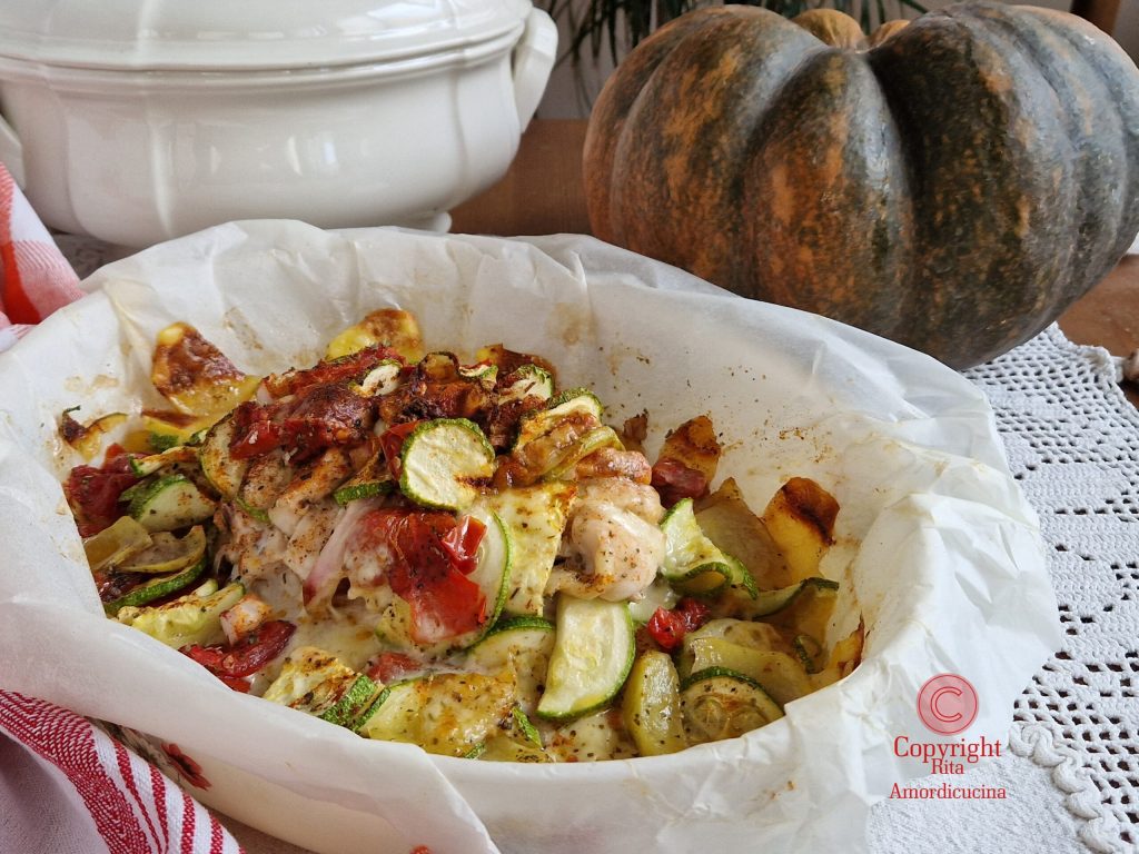 Pechuga de pollo rellena con verduras