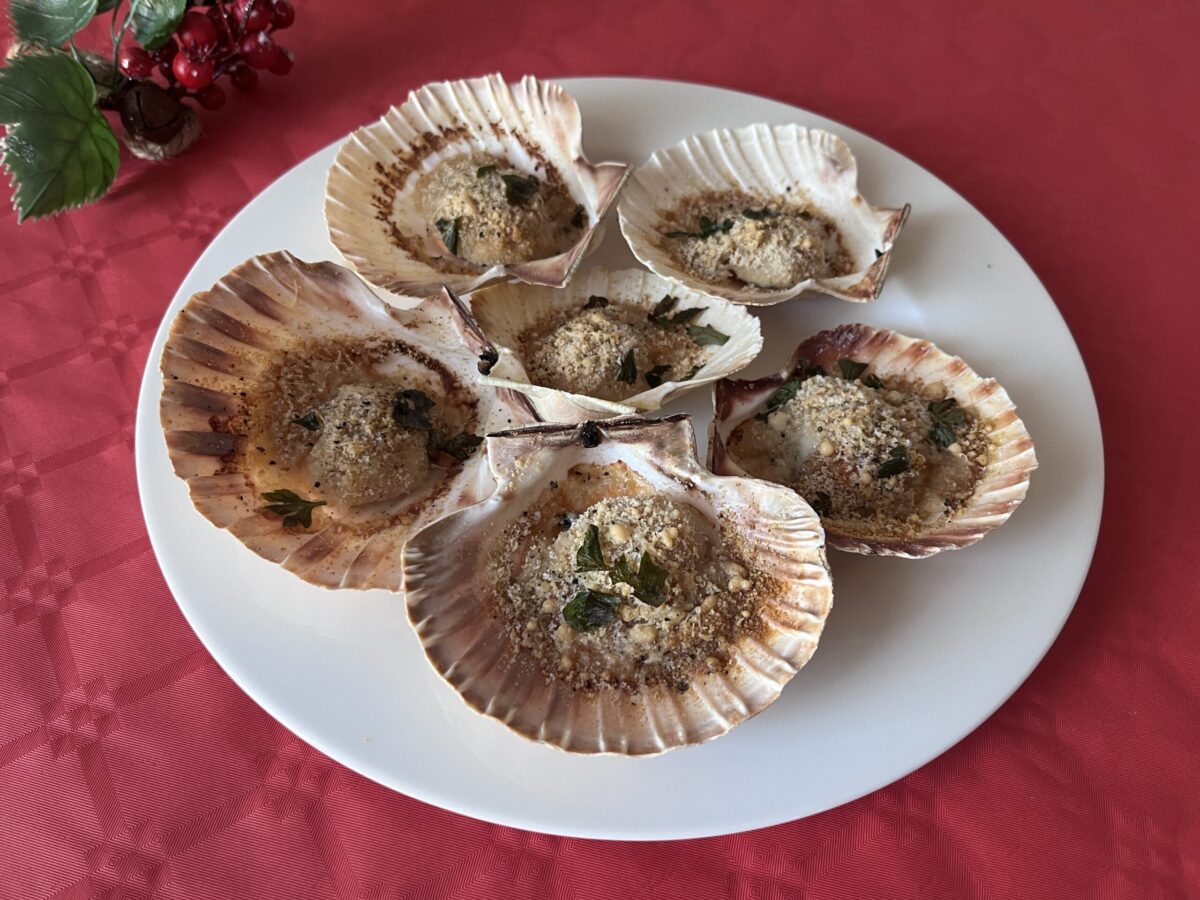 Vieiras gratinadas al horno