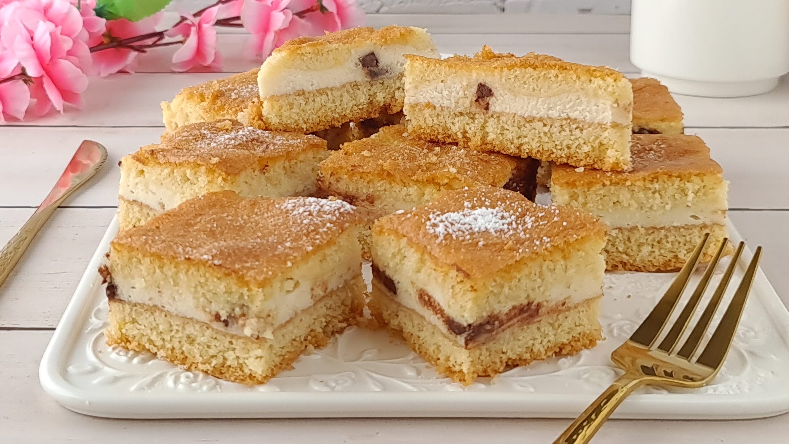 Tarta vertida con ricotta y chispas de chocolate