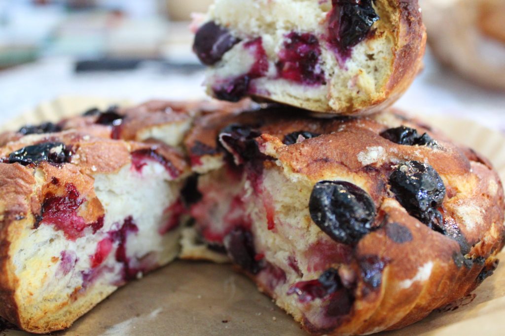 Focaccia con uva fresa.