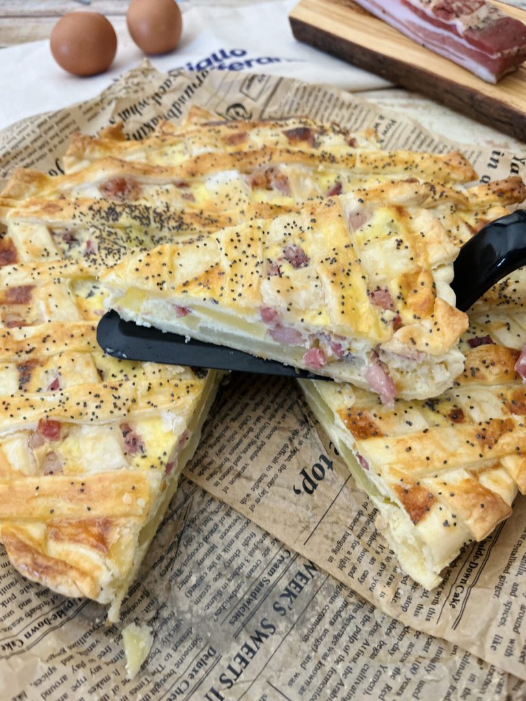 Tarta salada a la carbonara