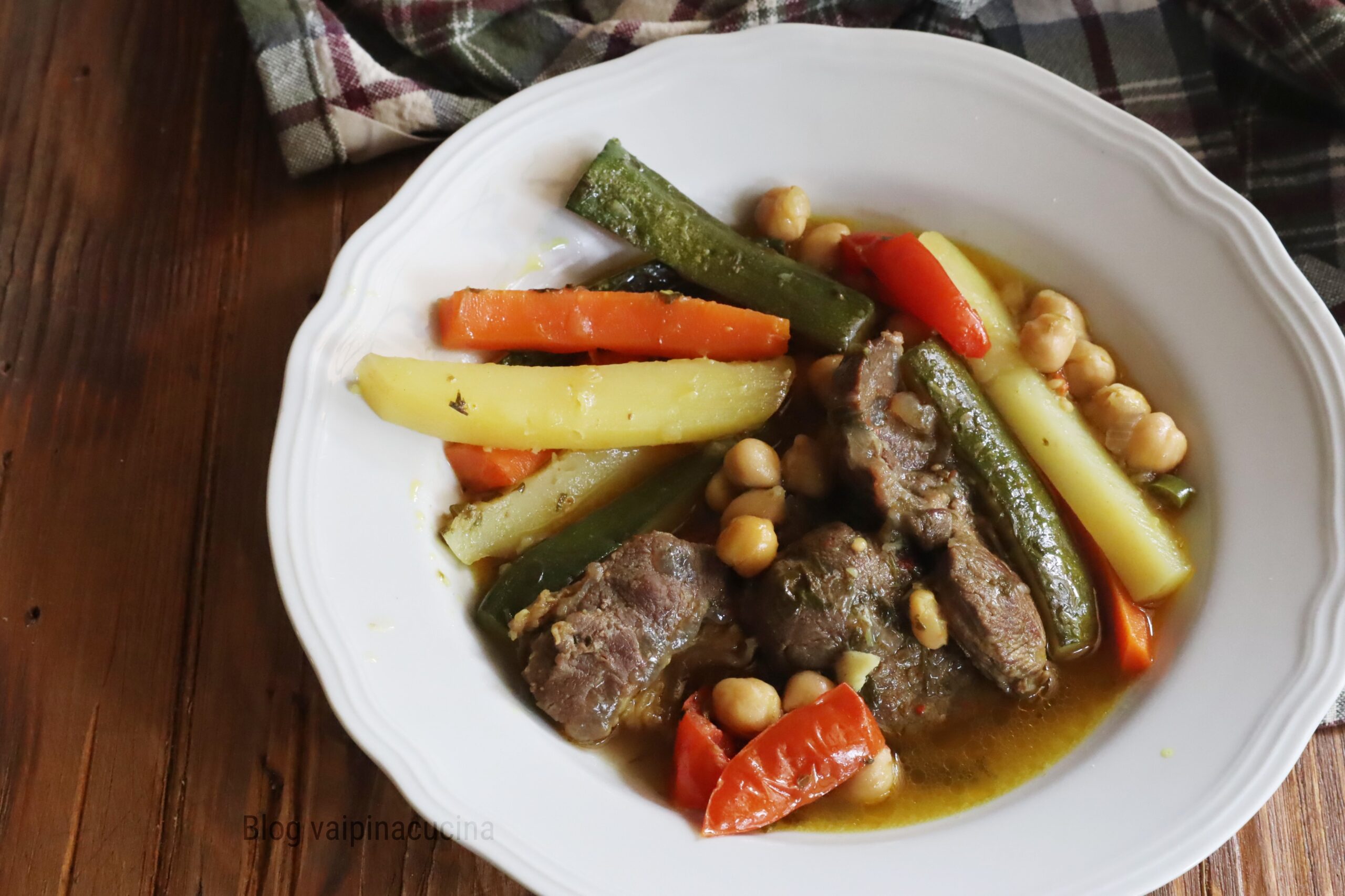 Tajine de ossobuco con verduras