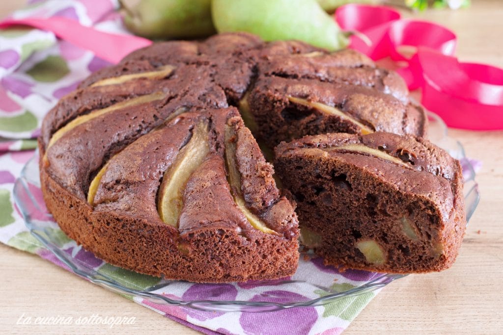 tarta de chocolate y peras